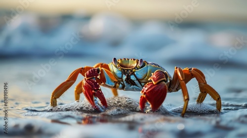 Crab showcased in a close-up photo on the beach © Matthew