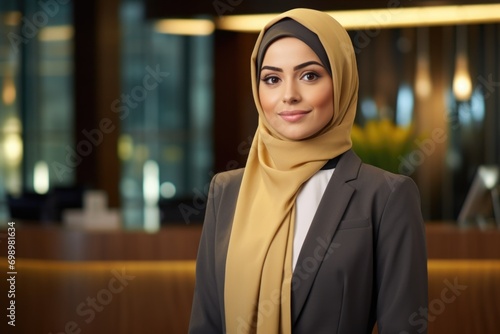Muslim business woman in hijab photo