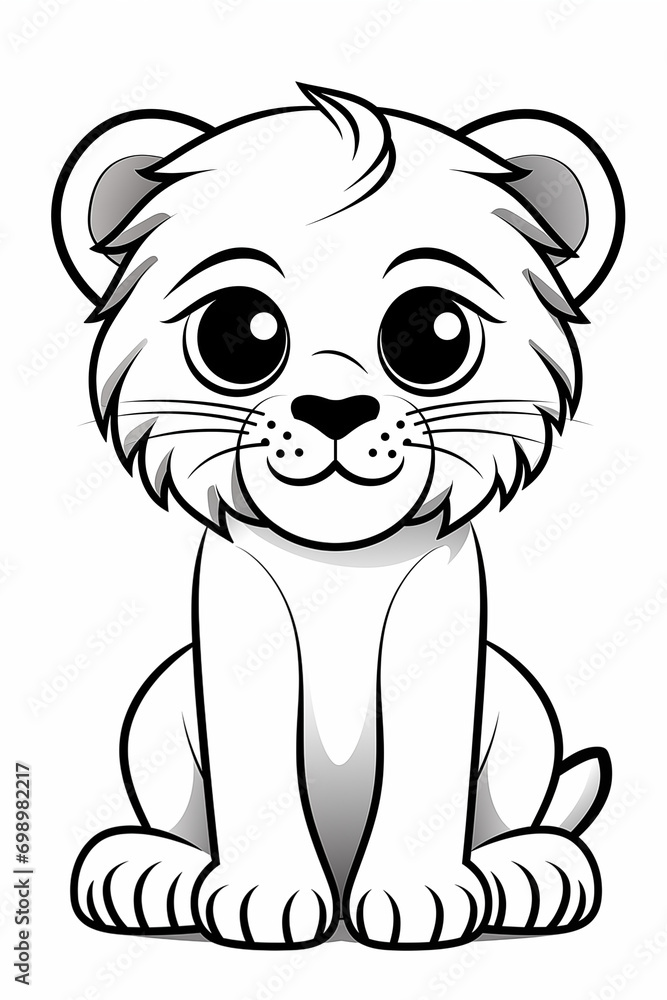 Lion isolated on white, coloring books Lion isolated on white, coloring books