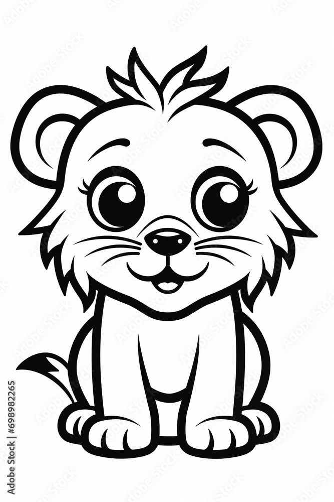 Lion isolated on white, coloring books