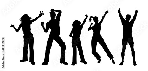 Silhouette group of people dancing. Some people in dance pose. People at the party silhouette.