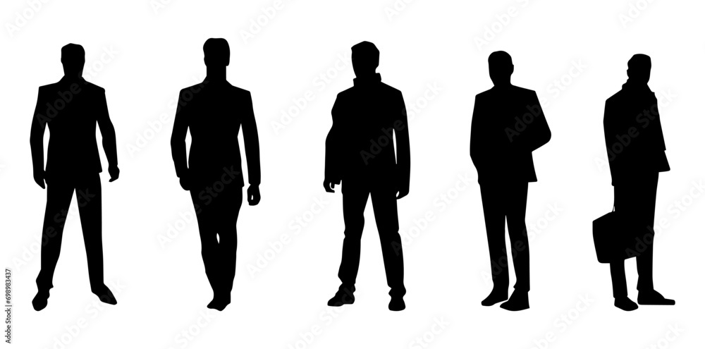 Silhouette group of fashionable men wearing business coat.