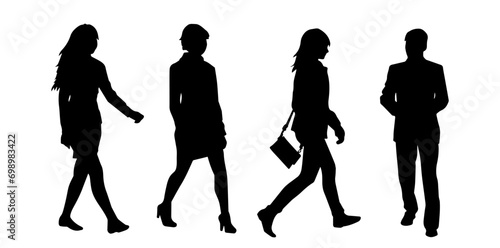 Silhouete of stylish people crowd walking.