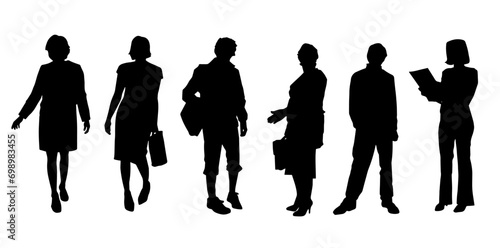 Silhouette group of stylish office workers. 