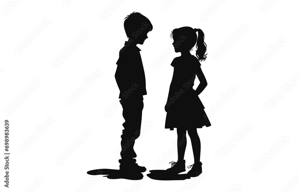 A brother and Sister Silhouette vector isolated on a white background