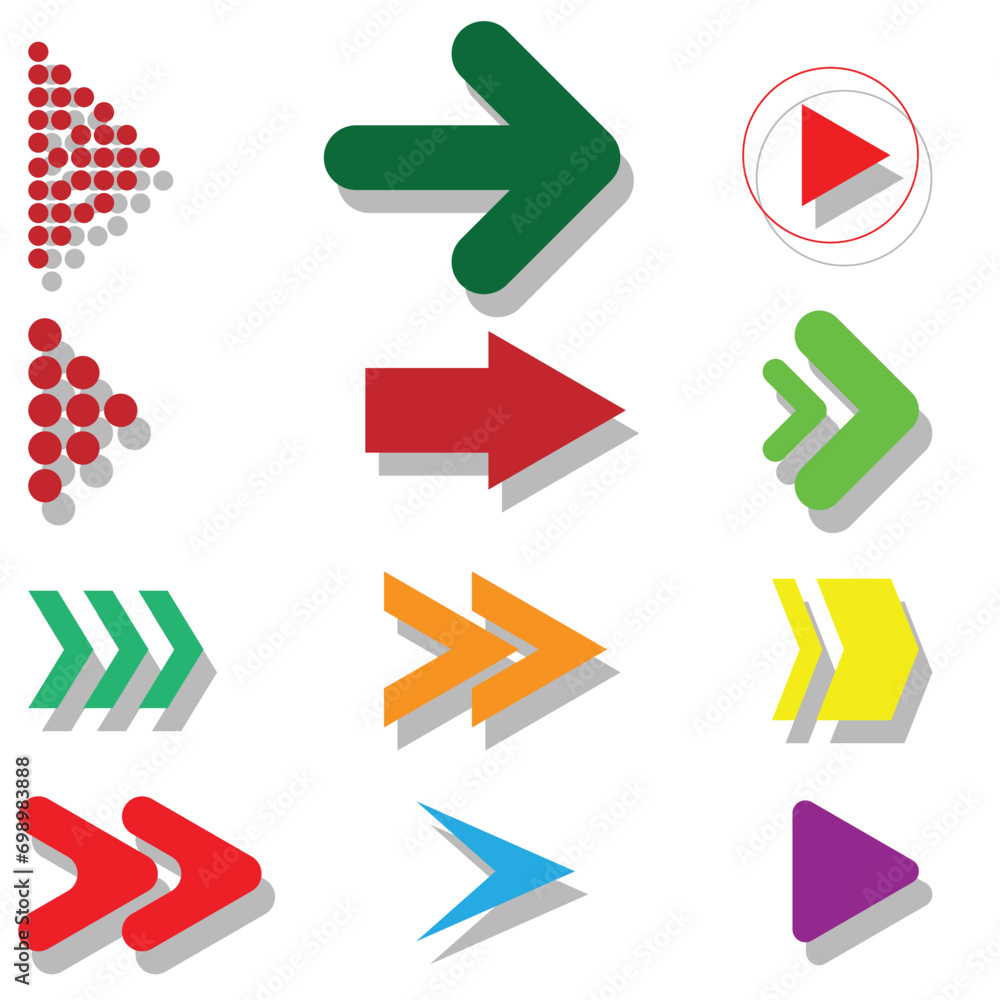 Arrow icon set. colouring arrows signs. Web button design template. Vector illustration. Arrow icon set. colouring arrows signs. Web button design template. Vector illustration.