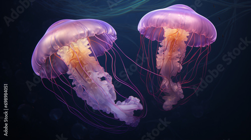 Two purple jellyfish