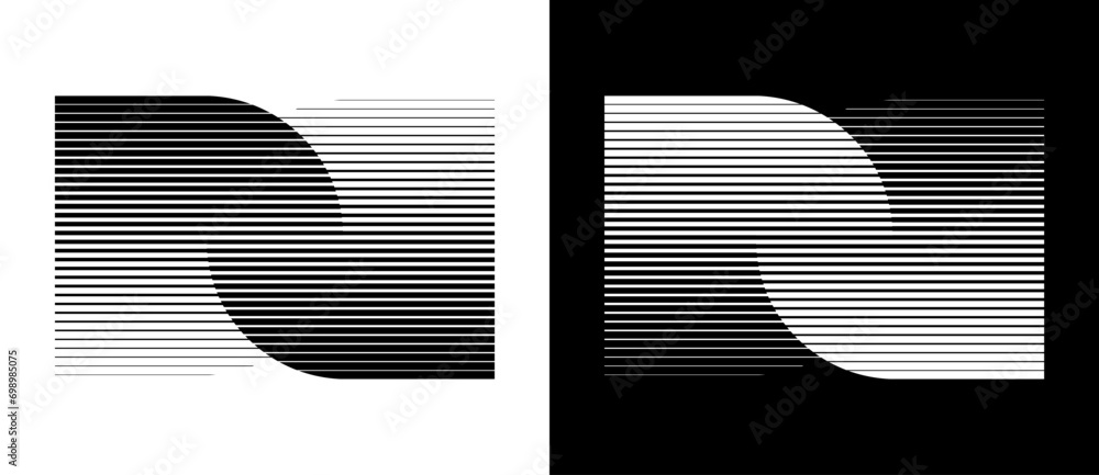 Foto Transition in two semicircles with parallel lines