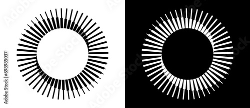 Abstract background with lines in circle. Art design spiral as logo or icon. A black figure on a white background and an equally white figure on the black side.