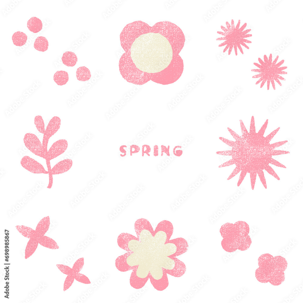 春らしいレトロな幾何学模様のイラスト素材（ピンク）