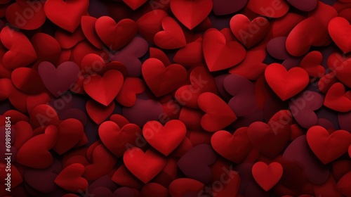 Seamless pattern of red hearts for romantic background. Love and Valentine's Day.
