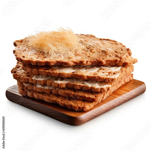 Swedish crispbread, knickered with white background.