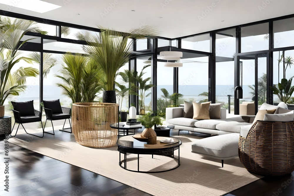 modern and sleek living room design. Envision a space where contemporary aesthetics meet comfort and style.
