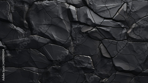 Volumetric rock texture with cracks Black stone background