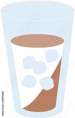 cute americano iced coffee icon with flat coffee day style