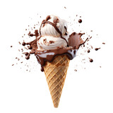 ice cream cone with splashes isolated on transparent background Remove png, Clipping Path, pen tool
