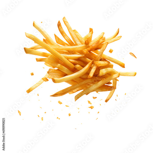 flying french fries isolated on transparent background Remove png, Clipping Path, pen tool