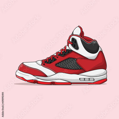The Illustration of Basketball Sneakers Air Red