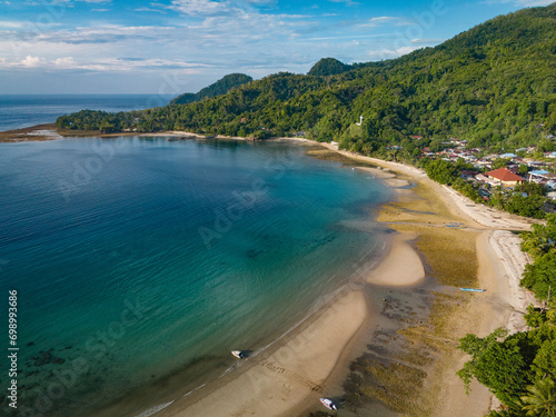 The Aerial View of Aboru Village in Haruku Island, Central Maluku, Indonesia