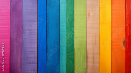 虹色　七色の明るい　ナチュラルな木目背景 photo