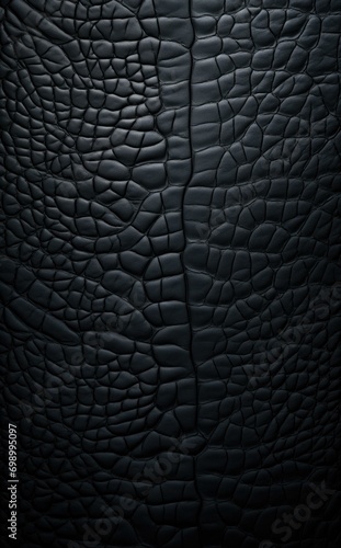 A textured black leather background with cracks, adding an elegant touch to any design. Generative AI.