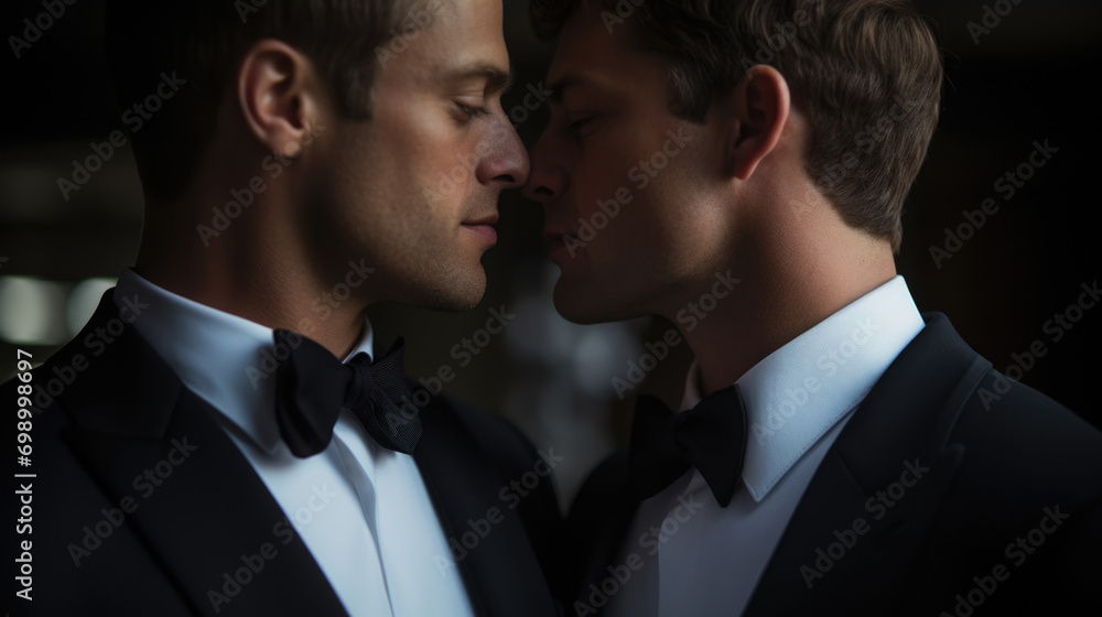 Heartfelt union of two loving men, celebrating beautiful marriage. Heartfelt union of two loving men, celebrating beautiful marriage.