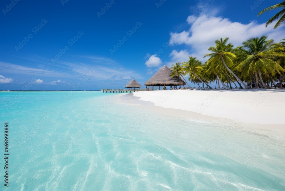 Tranquil Maldives ocean beach. Tropical paradise. Generate Ai Tranquil Maldives ocean beach. Tropical paradise. Generate Ai