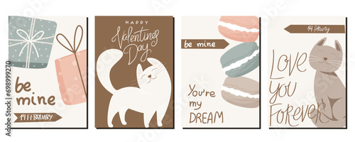 A set of postcards for Valentine s Day. Cute illustrations. Couple in love. Cute elements for holiday cards 