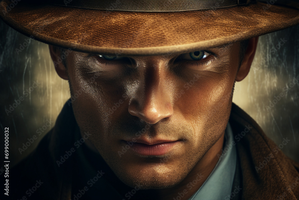 Old fashioned secret agent detective retro trench coat hat glasses Generative AI motion picture retro movie Old fashioned secret agent detective retro trench coat hat glasses Generative AI motion picture retro movie