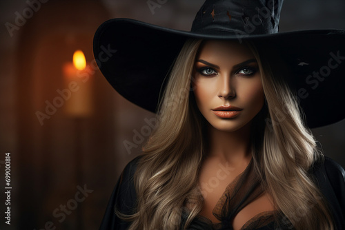 Portrait of beautiful halloween personage attractive witch generative AI technology © Tetiana
