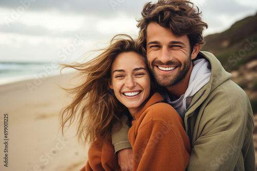 AI generated picture of married people enjoying their romantic honeymoon vacation trip
