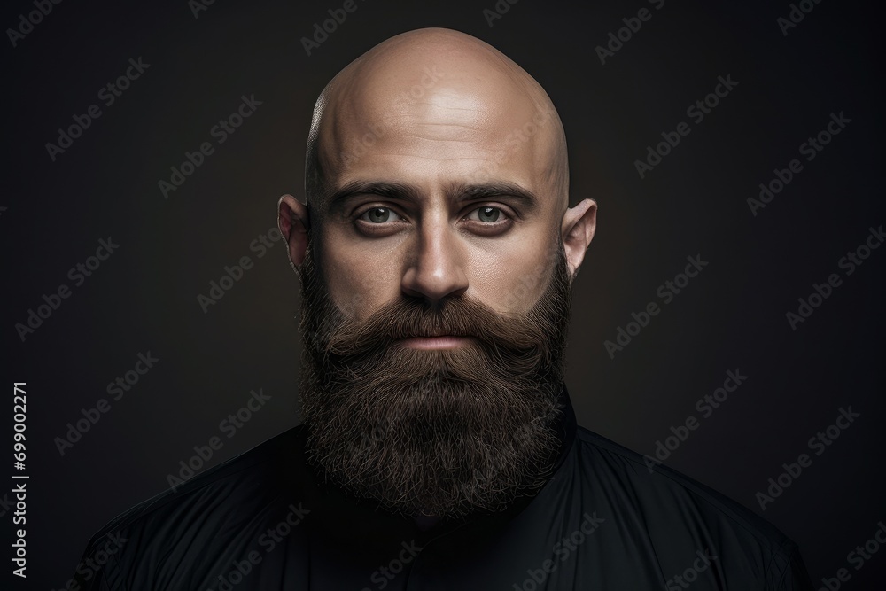 Smooth Man beard bald head. Adult portrait. Generate Ai Smooth Man beard bald head. Adult portrait. Generate Ai