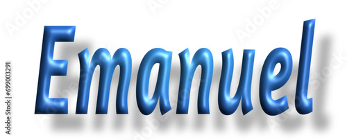 Emanuel - lettering - light blue color, embossed tubular font, transparent background, holiday party design, vector project		

