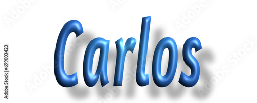 Carlos - lettering - light blue color  embossed tubular font  transparent background  holiday party design  vector project    