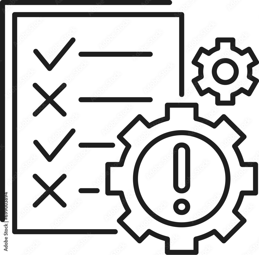 Technical audit. Web audit icon. Isolated vector thin line paper with list and cogwheels stroke sign. Linear modern business symbol of the efficiency or digital docs, capacity or paperwork process Technical audit. Web audit icon. Isolated vector thin line paper with list and cogwheels stroke sign. Linear modern business symbol of the efficiency or digital docs, capacity or paperwork process