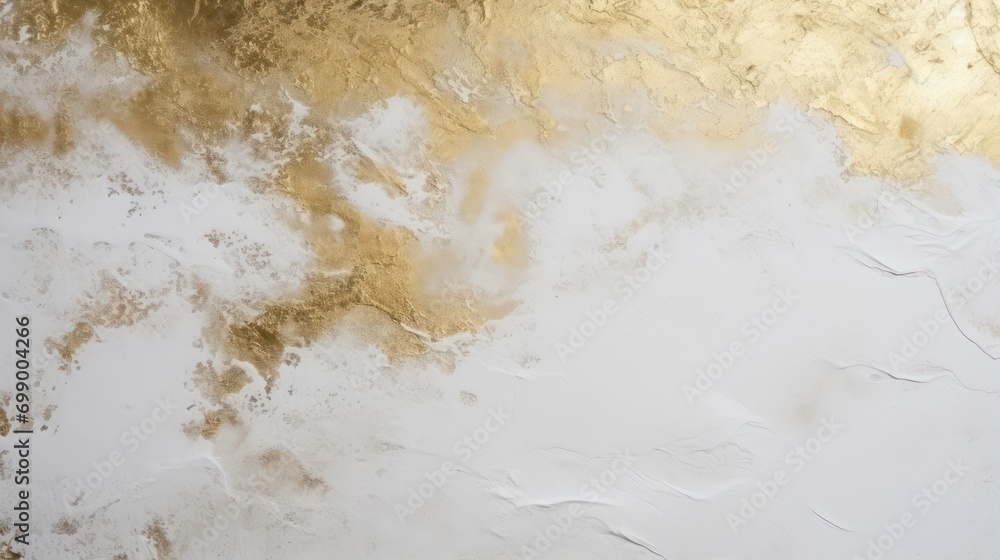 White and golden grunge decorative plaster wall abstract background. Generative AI White and golden grunge decorative plaster wall abstract background. Generative AI