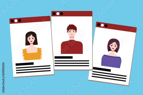 Set of profile photo templates for social networks. Vector illustration in flat style