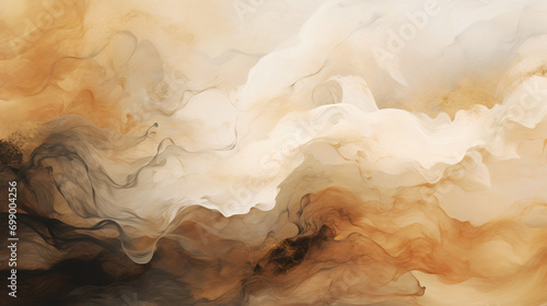 Abstract painted art background in beige brown and golden