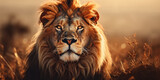 close up of a lion, Portrait of  lion on blurred background