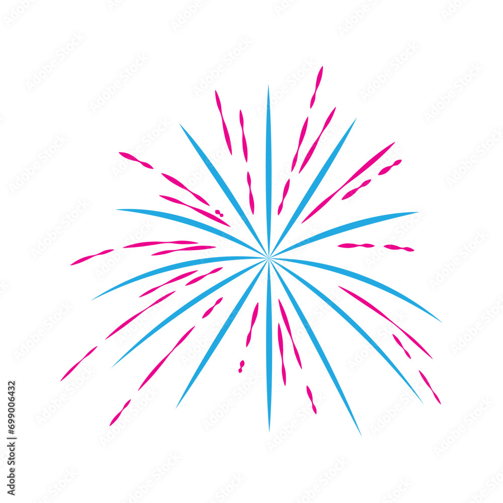 Fireworks display celebration on white background