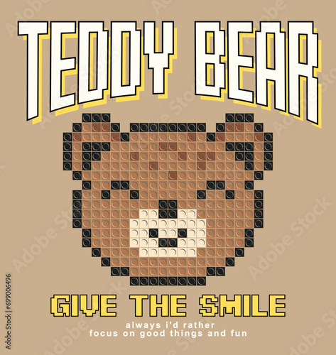puzzle style teddy bear and slogan, vector illustration for t-shirt prints, posters and other uses
