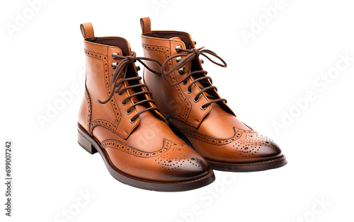 A Best Walk in Wingtip Brogue Boots Isolated on Transparent Background PNG.