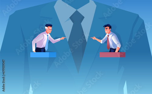 Vector concept of shadow governance in politics and business.