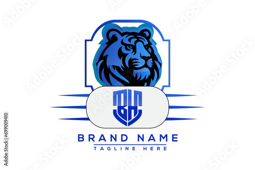 BH Tiger logo Blue Design. Vector logo design for business. photo