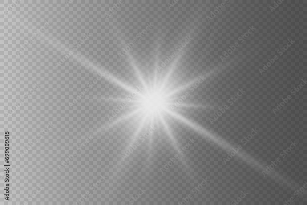 
Vector transparent sunlight, lens flare special effect. solar flare on the front lens. Vector blur in the glow of light. - obrazy, fototapety, plakaty 