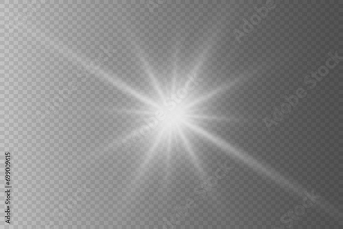  Vector transparent sunlight, lens flare special effect. solar flare on the front lens. Vector blur in the glow of light.