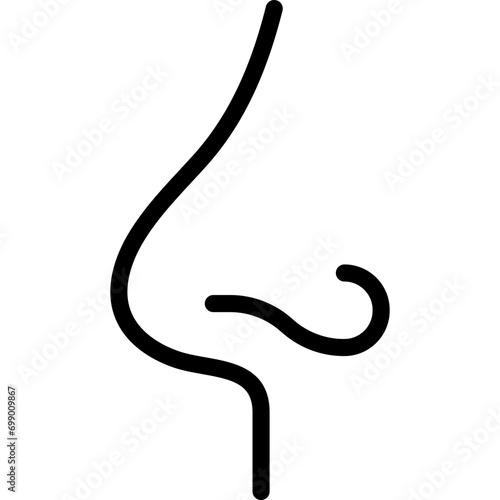 black icon -  Nose icon
A minimalist black and white icon of a nose, symbolizing sense of smell, respiratory health, or allergies