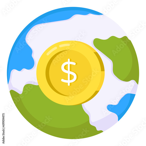 An editable design icon of global money

