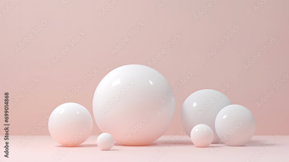 3D beige spheres of different sizes and transparency. Pastel colour palette. Abstract background. Generative AI 3D beige spheres of different sizes and transparency. Pastel colour palette. Abstract background. Generative AI