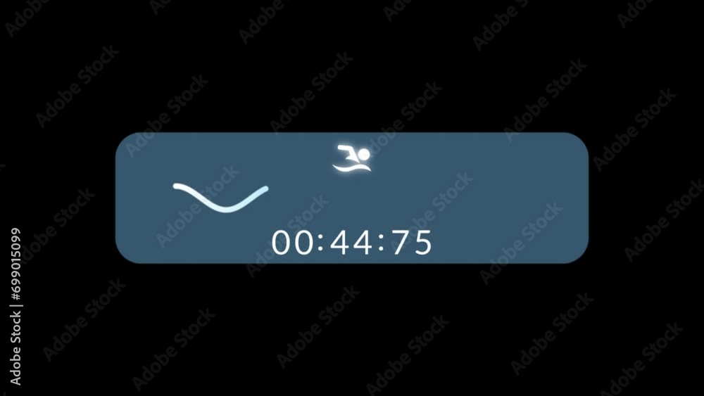 Interface, swimming progress display, numbers and wave bar advancing Interface, swimming progress display, numbers and wave bar advancing